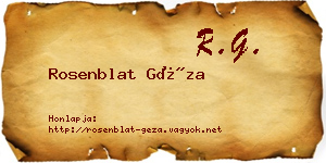 Rosenblat Géza névjegykártya